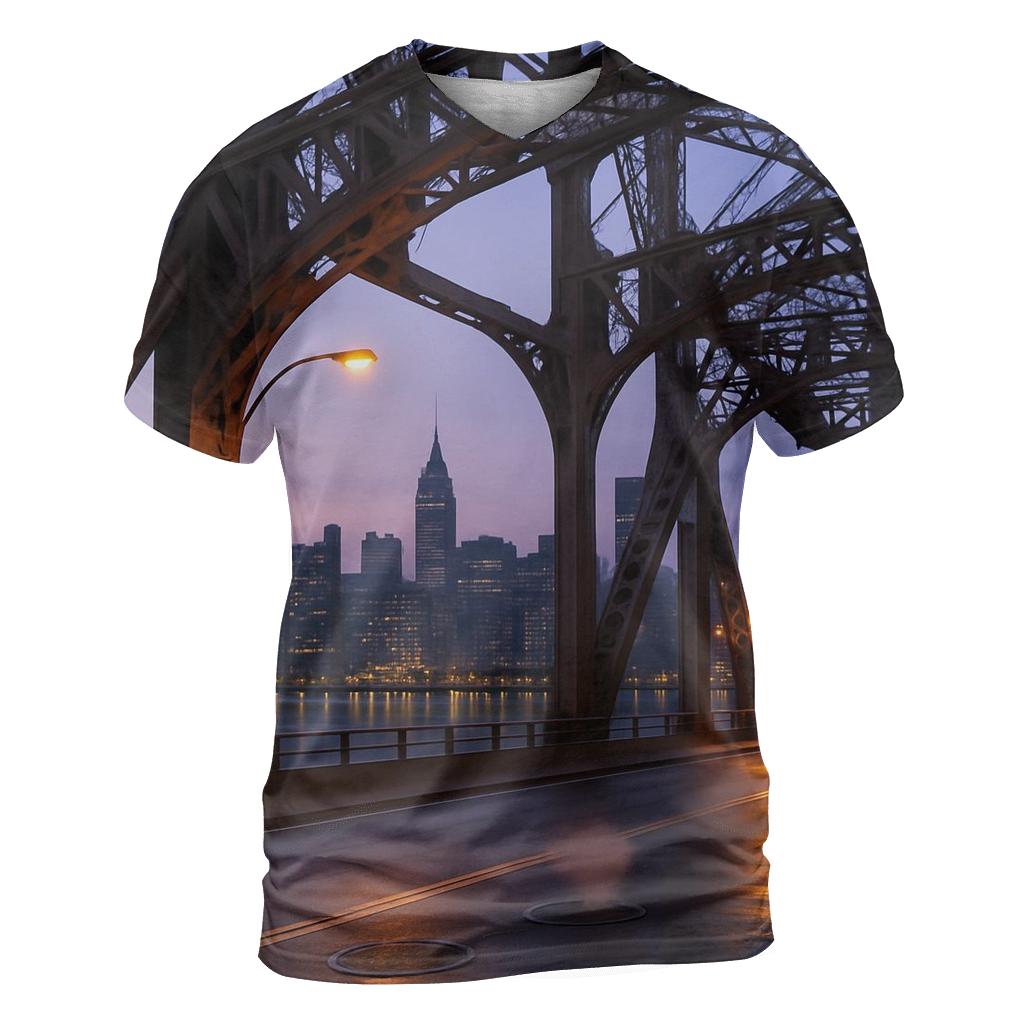 Queensboro Bridge Industrial Dawn Silhouette trendy printed shirt styles