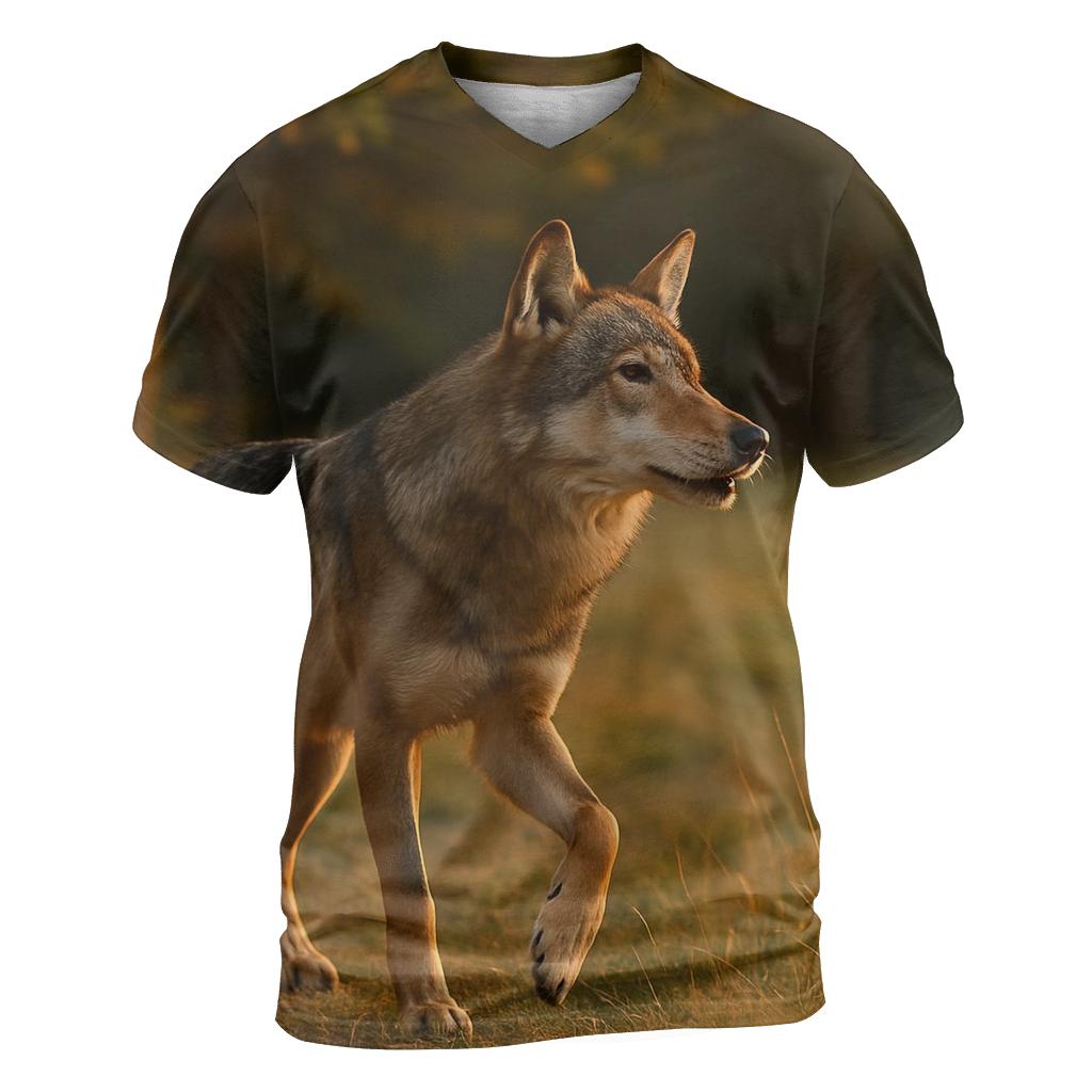 Forest Edge Wolf Listening To Distant Howl creative print fashion shirts