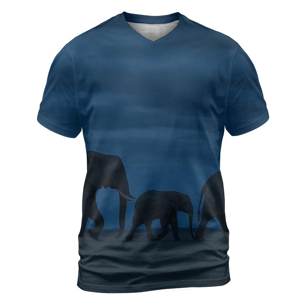 Twilight Crossing African Elephant trendy printed shirt styles