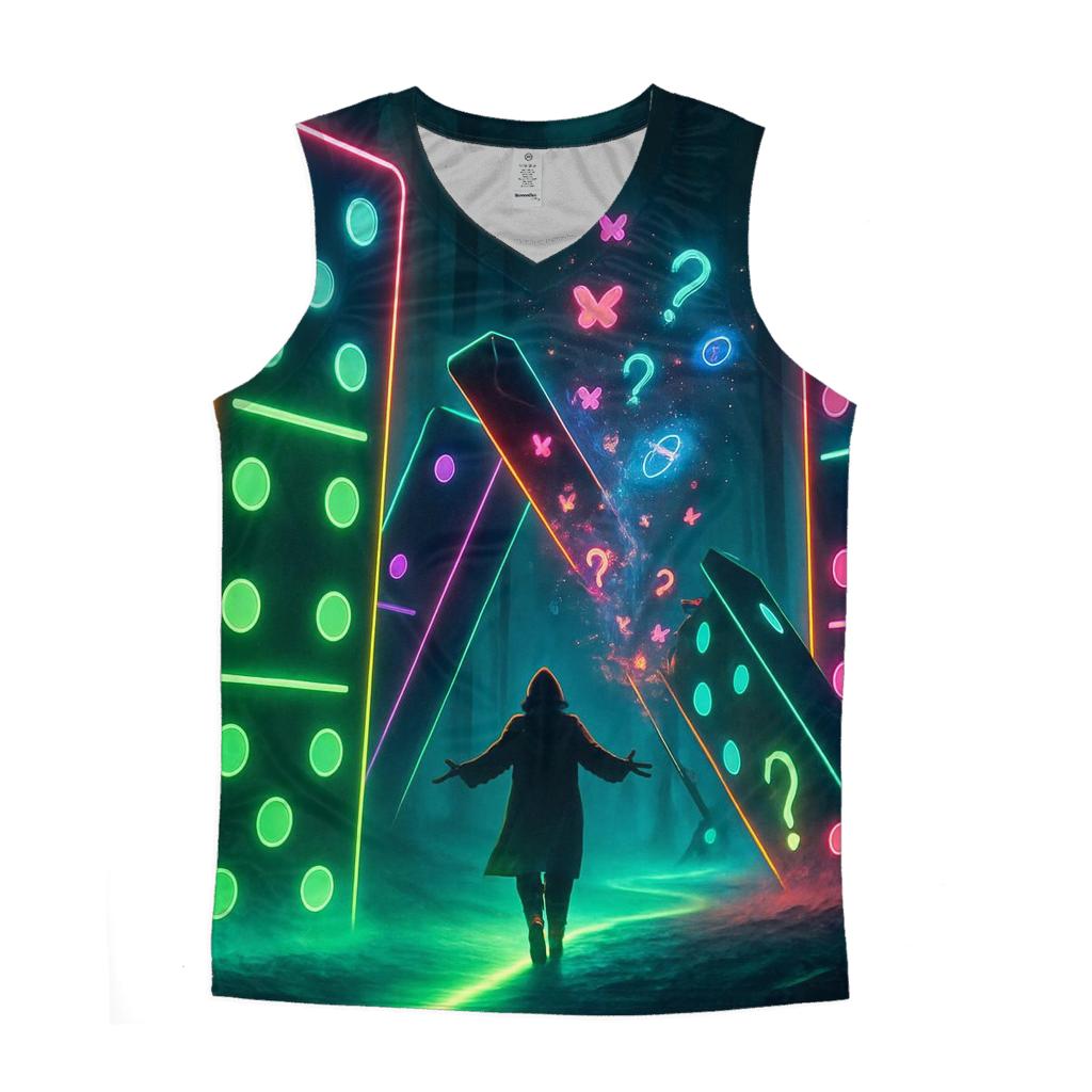 Neon Domino Forest cotton sleeveless tops