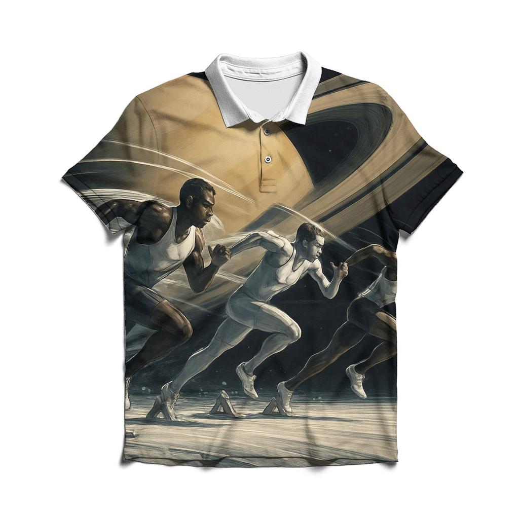 Starlight Sprinters On Saturns Rings custom polo shirts