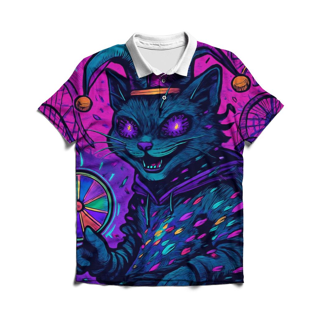 Glitched Carnival Cat custom polo shirts