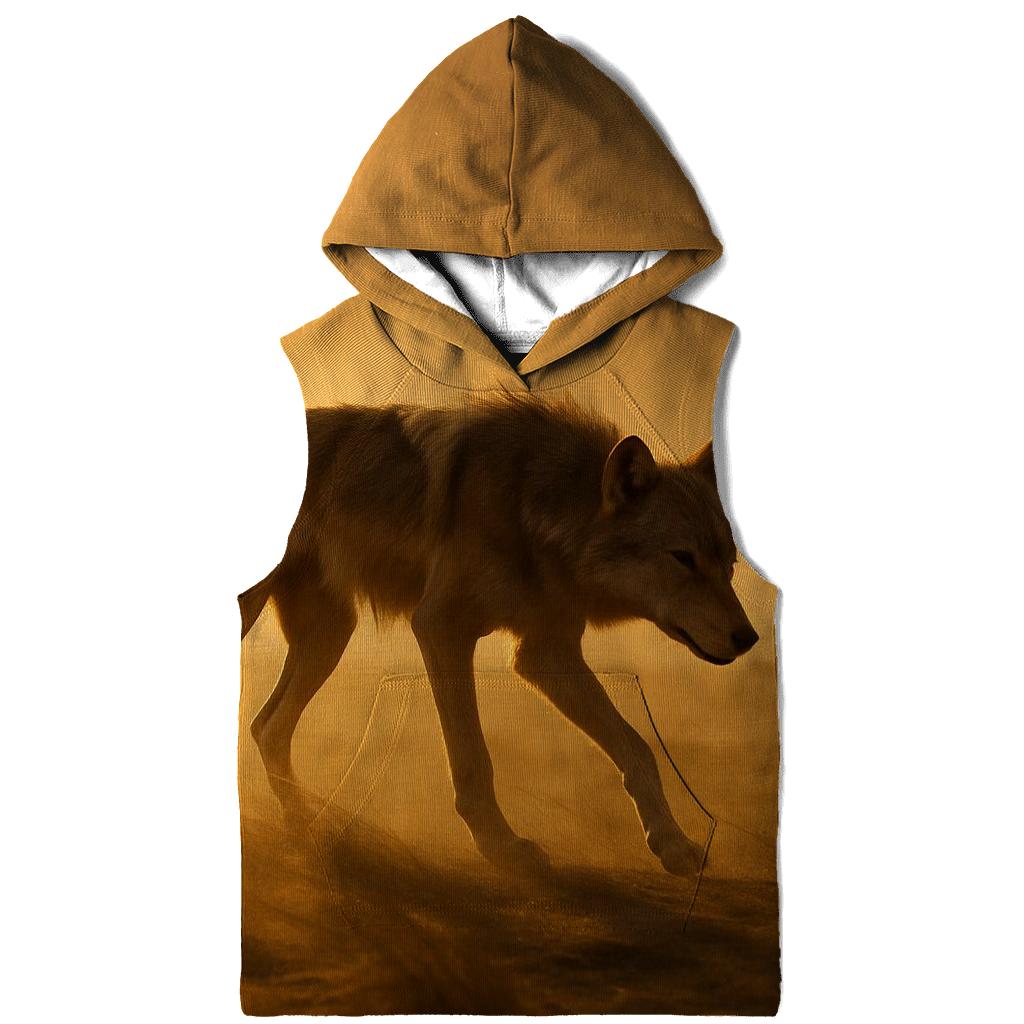 Desert Steppe Wolf In Dust Storm embroidered hoodies