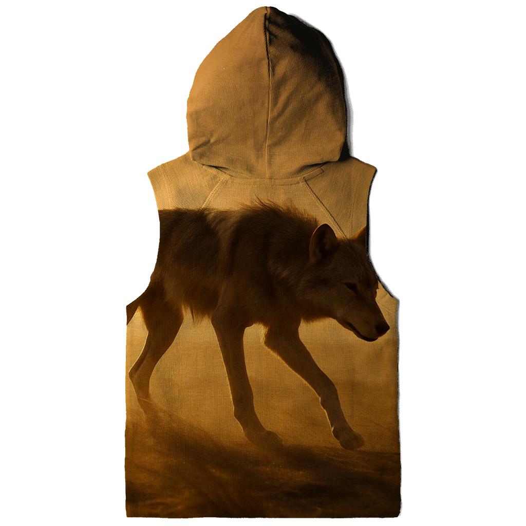 Desert Steppe Wolf In Dust Storm embroidered hoodies