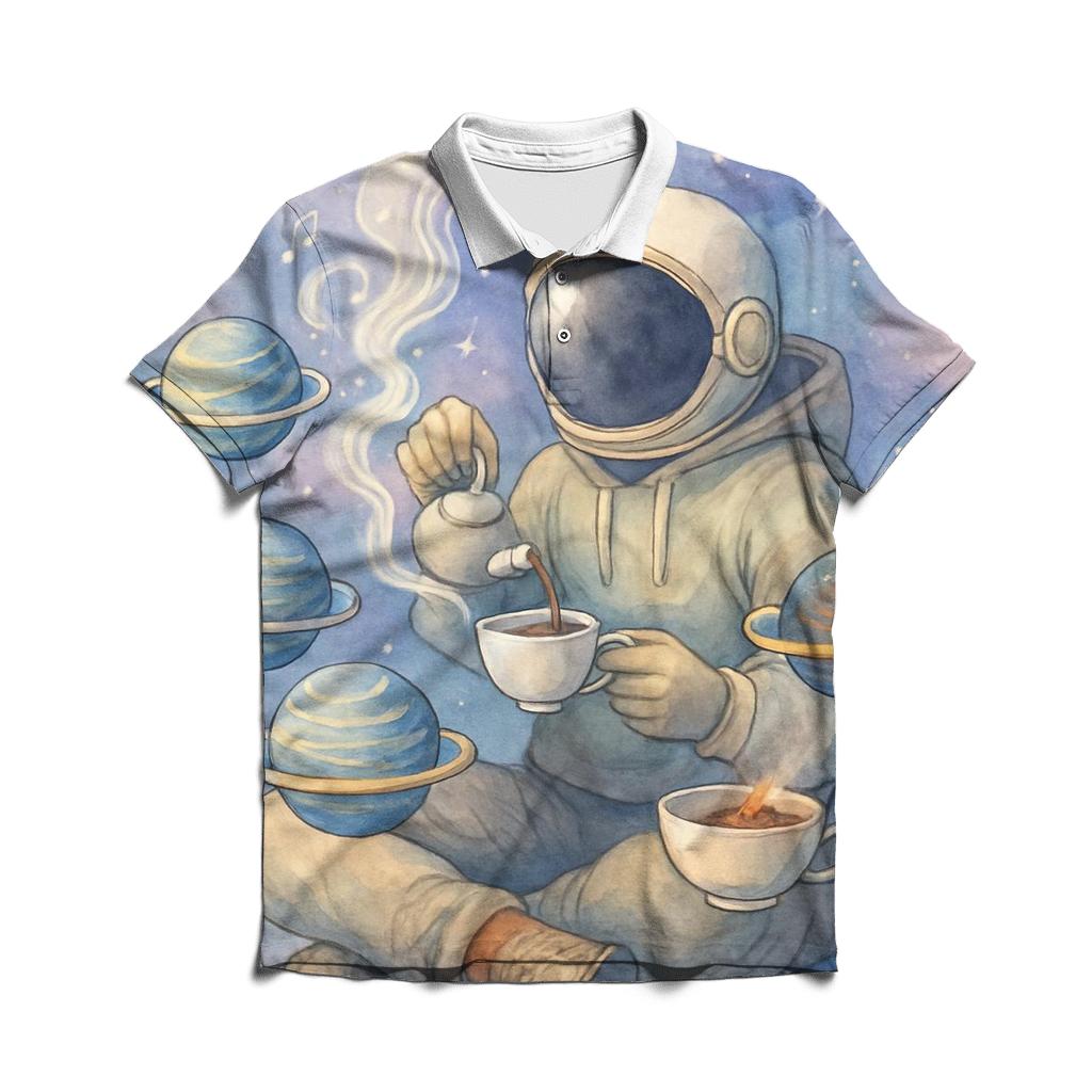 Tea Time Planet Shuffle personalized polo shirts
