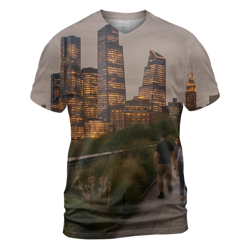 High Line Twilight Over West Side Towers statement graphic shirts