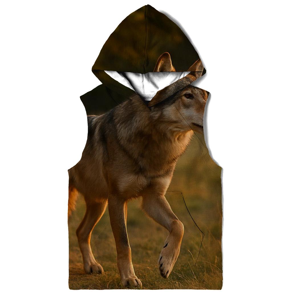 Forest Edge Wolf Listening To Distant Howl embroidered hoodies