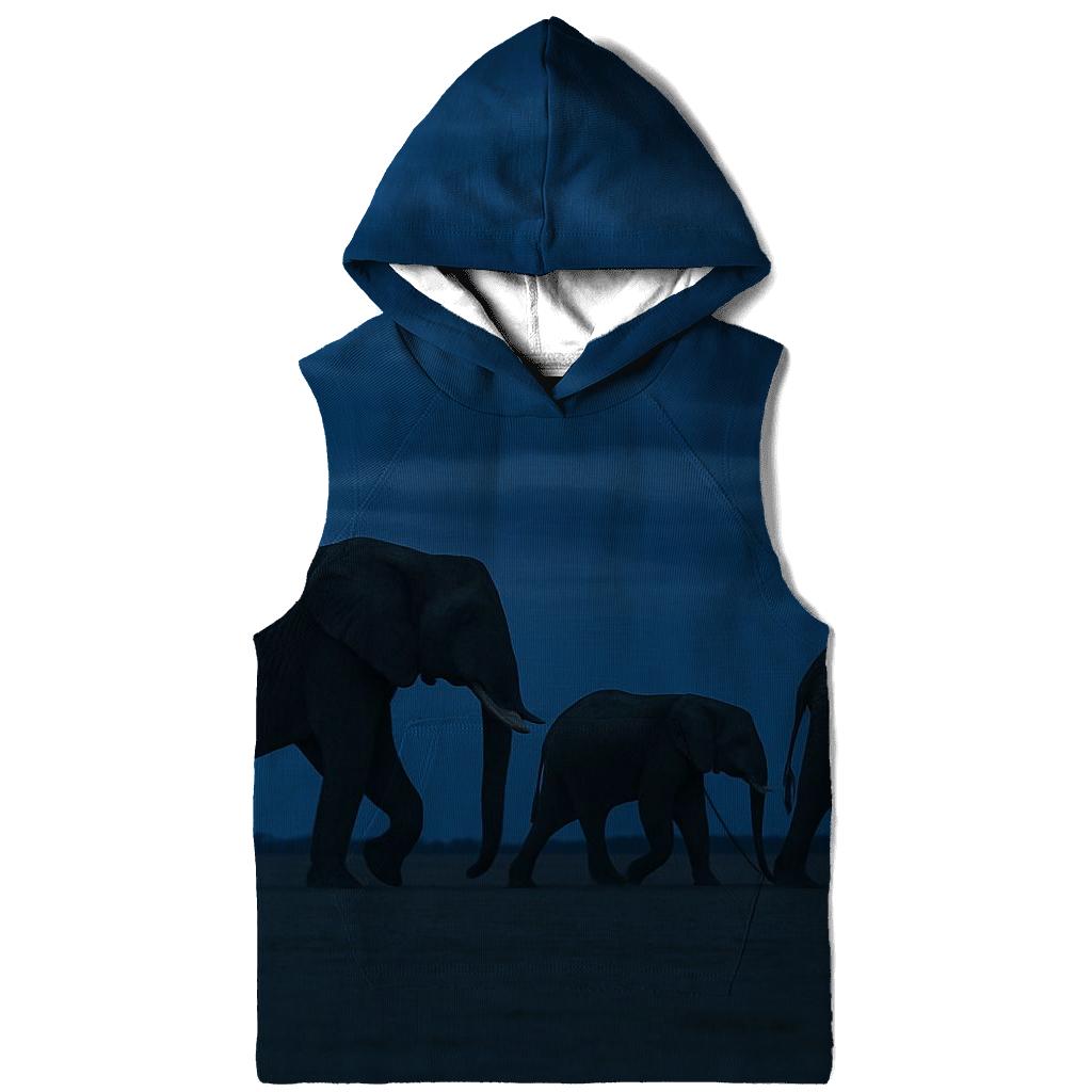 Twilight Crossing African Elephant embroidered hoodies