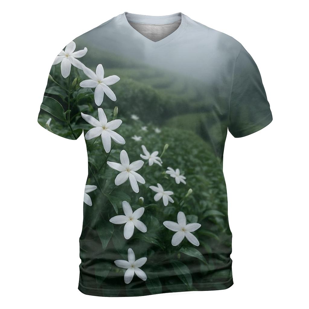 Tea Plantation Jasmine Between The Rows artistic all-over print tops