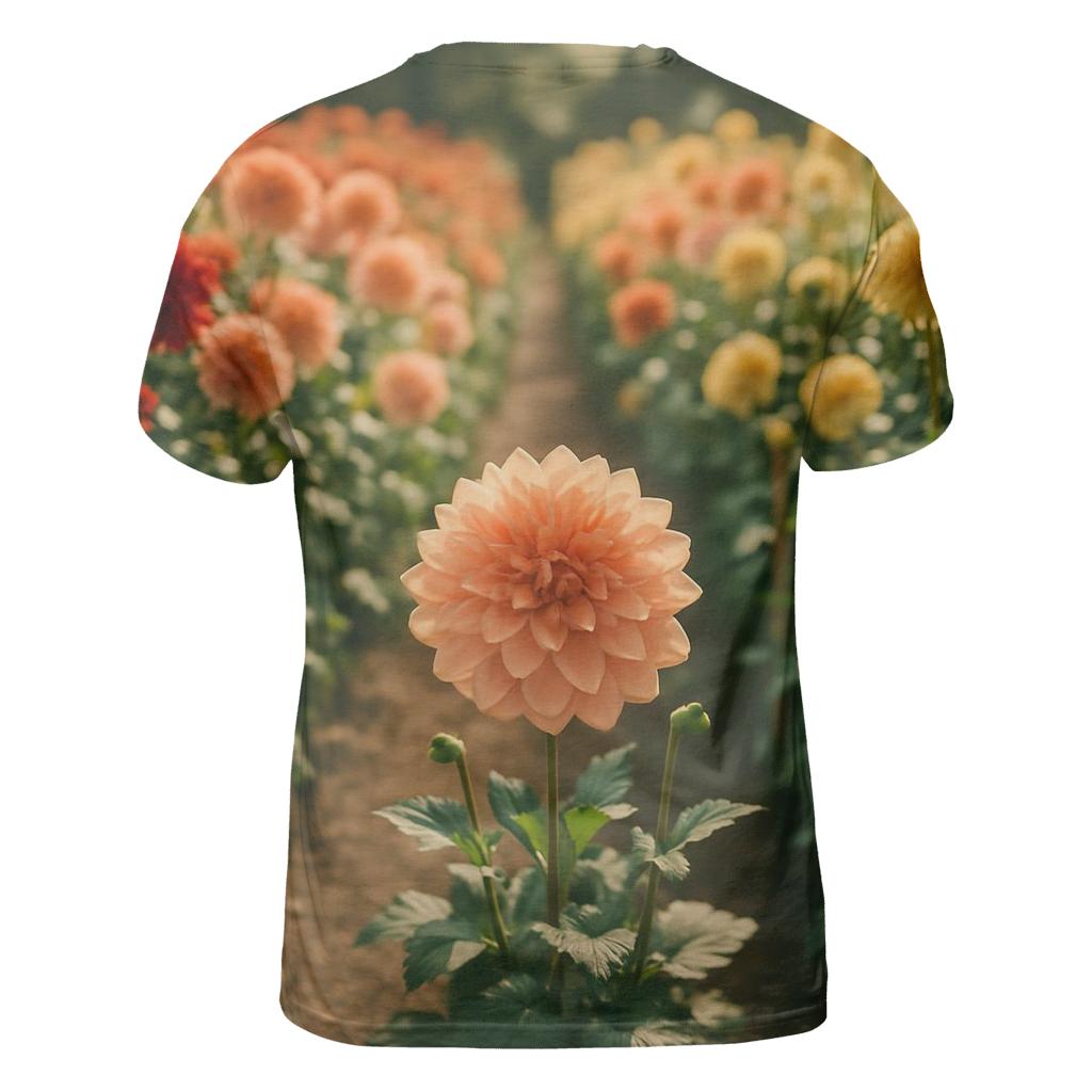Sunlit Field Of Heirloom Dahlias trendy printed shirt styles