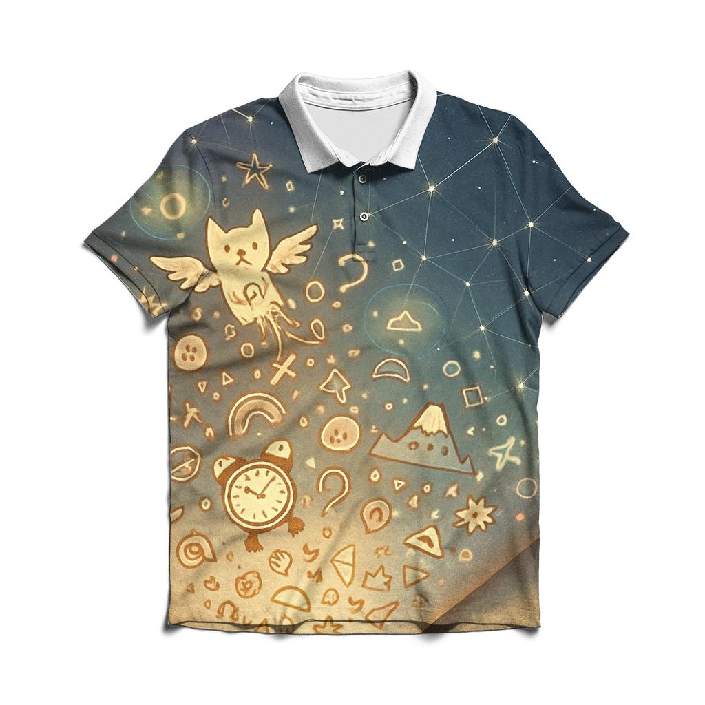 Floating Doodle Constellation branded logo polo shirts