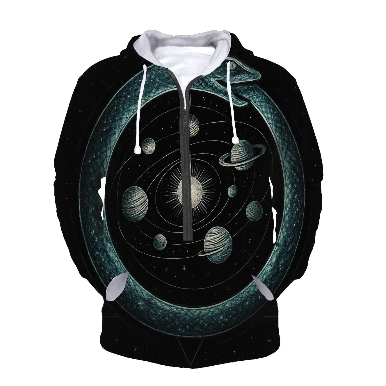 Celestial Circuit Ouroboros printed hoodies