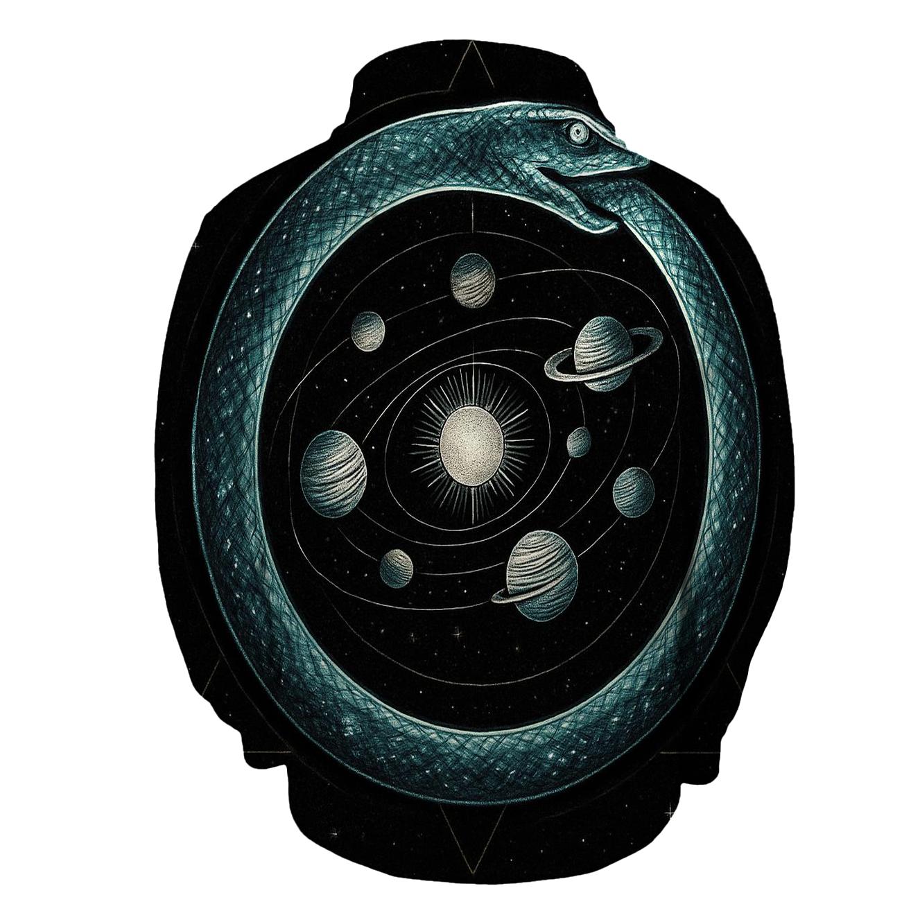 Celestial Circuit Ouroboros printed hoodies