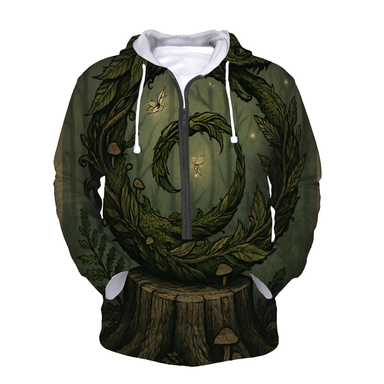 Forest Spirit Ouroboros embroidered hoodies