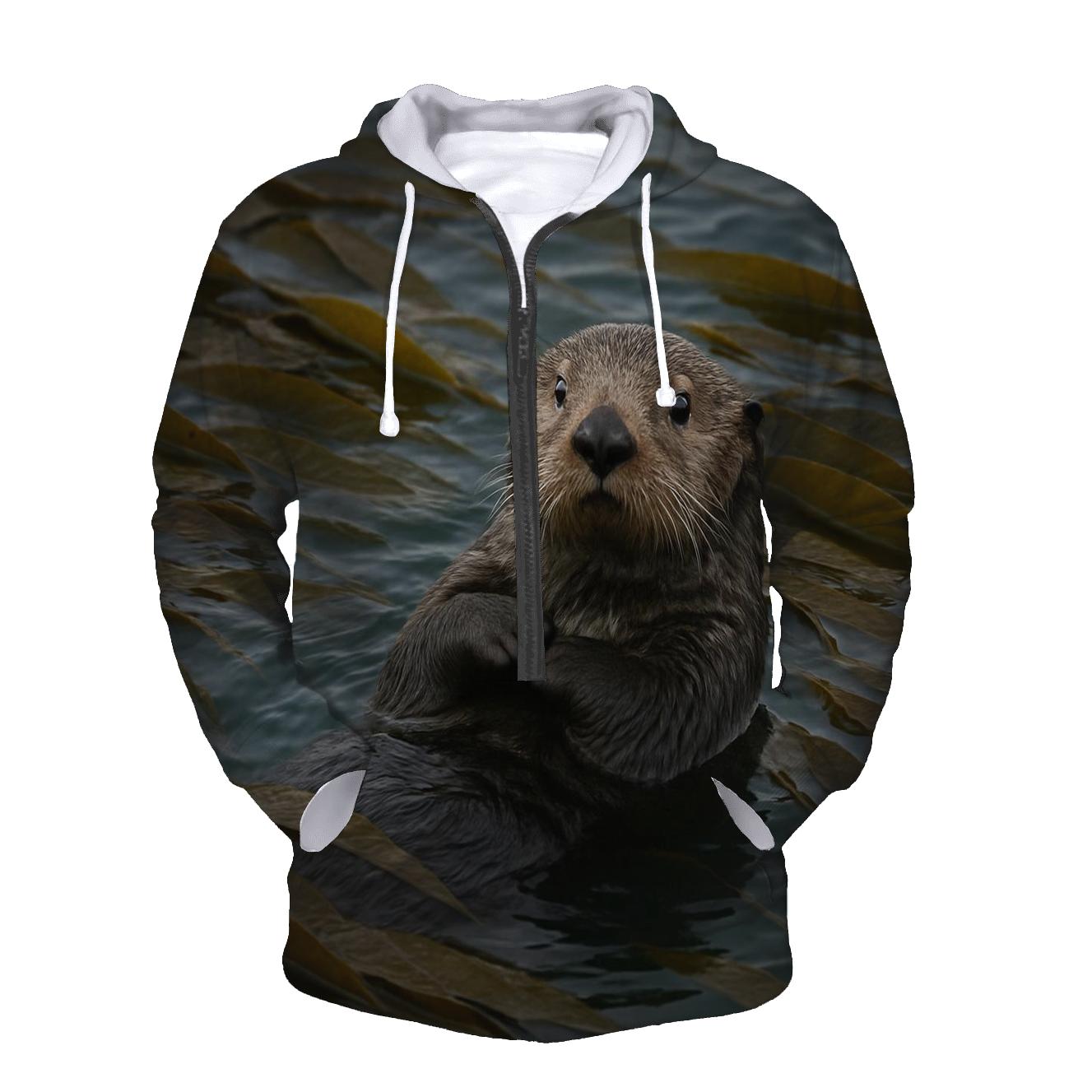 Kelp Forest Patrol Sea Otter embroidered hoodies