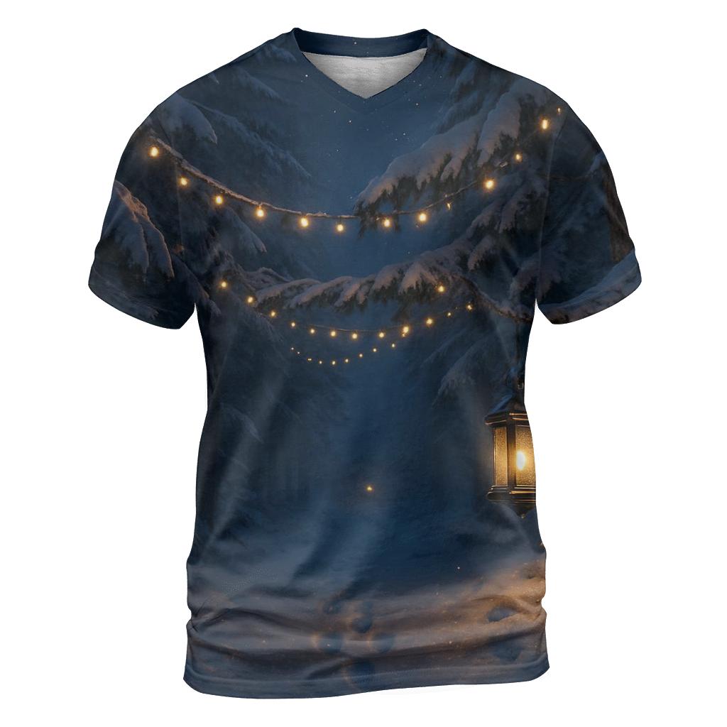 Starlit Christmas Forest Path trendy printed shirt styles