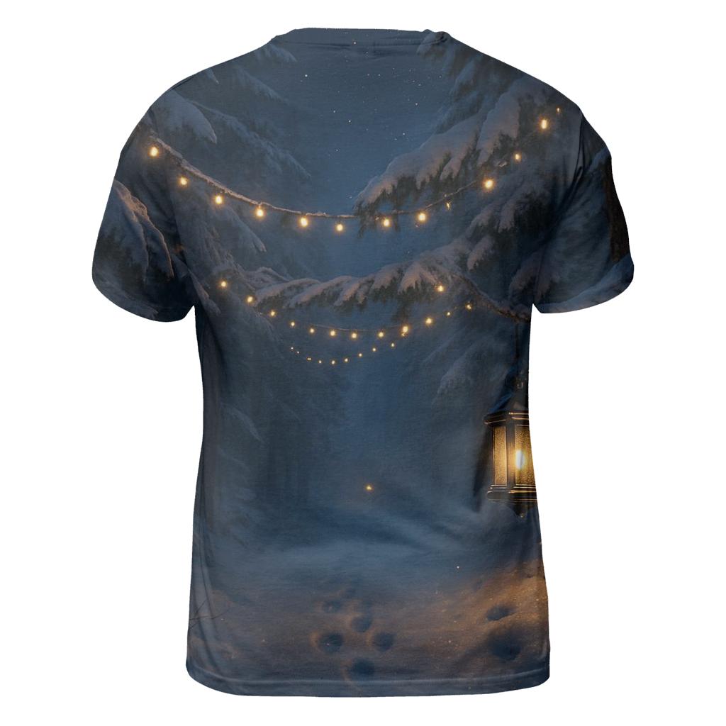 Starlit Christmas Forest Path trendy printed shirt styles