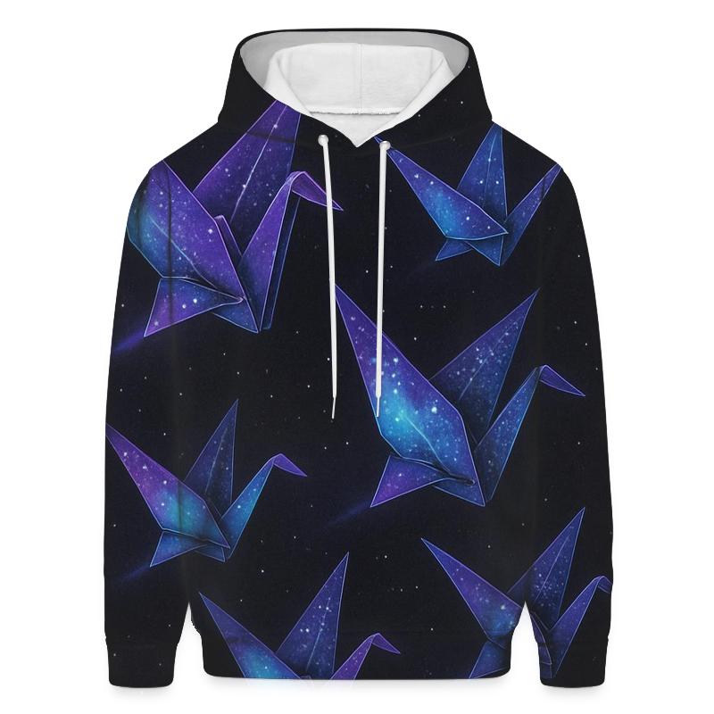 Cosmic Origami Cranes printed hoodies