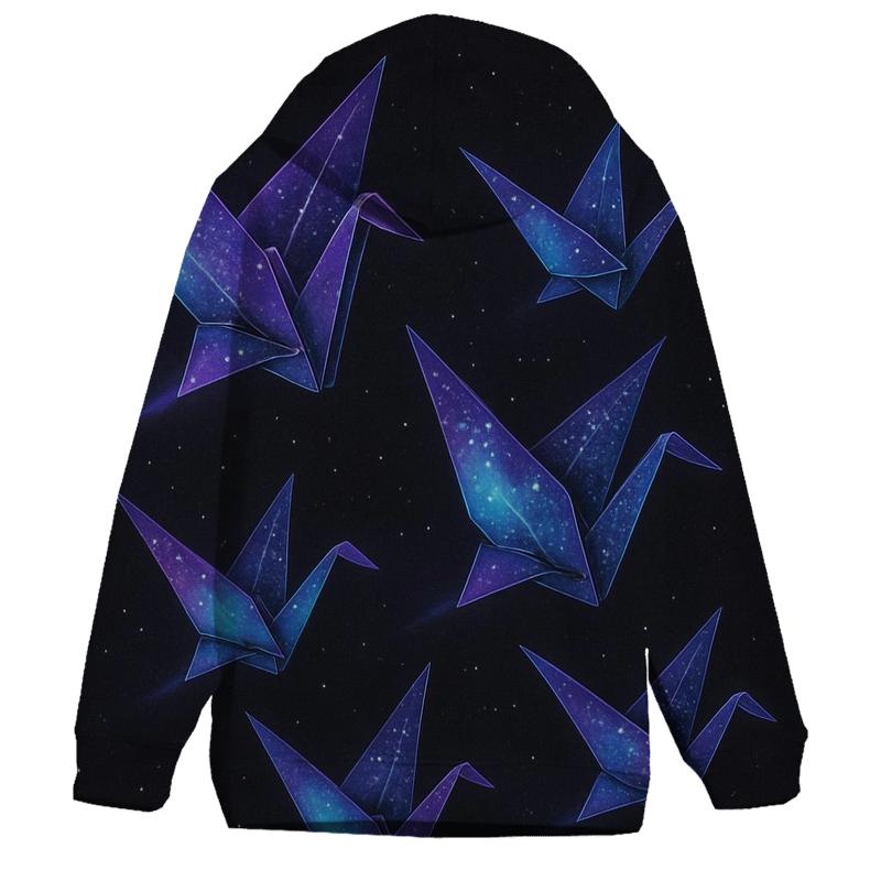 Cosmic Origami Cranes printed hoodies