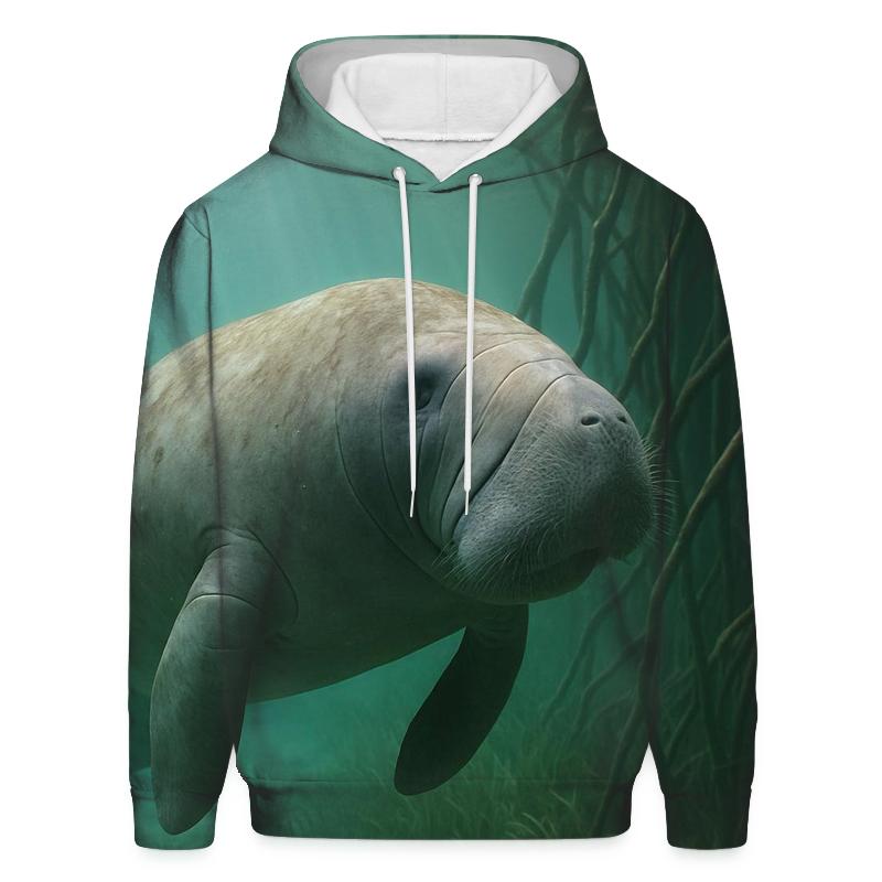 Mangrove Drift West Indian Manatee embroidered hoodies