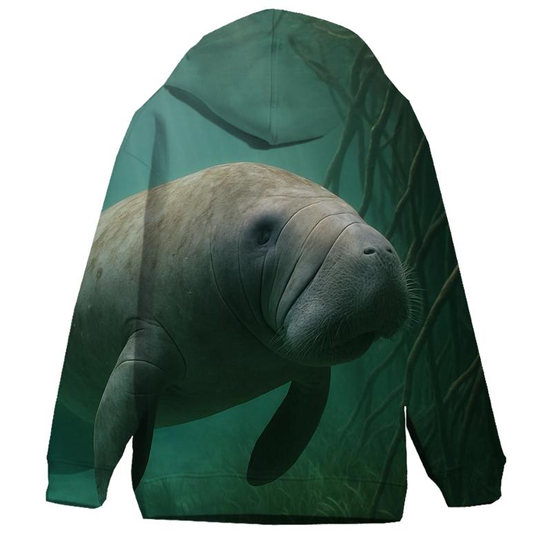 Mangrove Drift West Indian Manatee embroidered hoodies