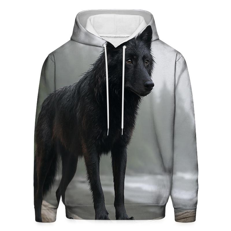 Coastal Rainforest Wolf On Driftwood hoodie designs