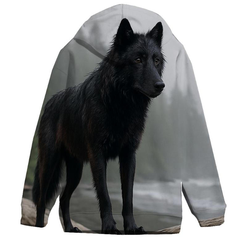 Coastal Rainforest Wolf On Driftwood hoodie designs