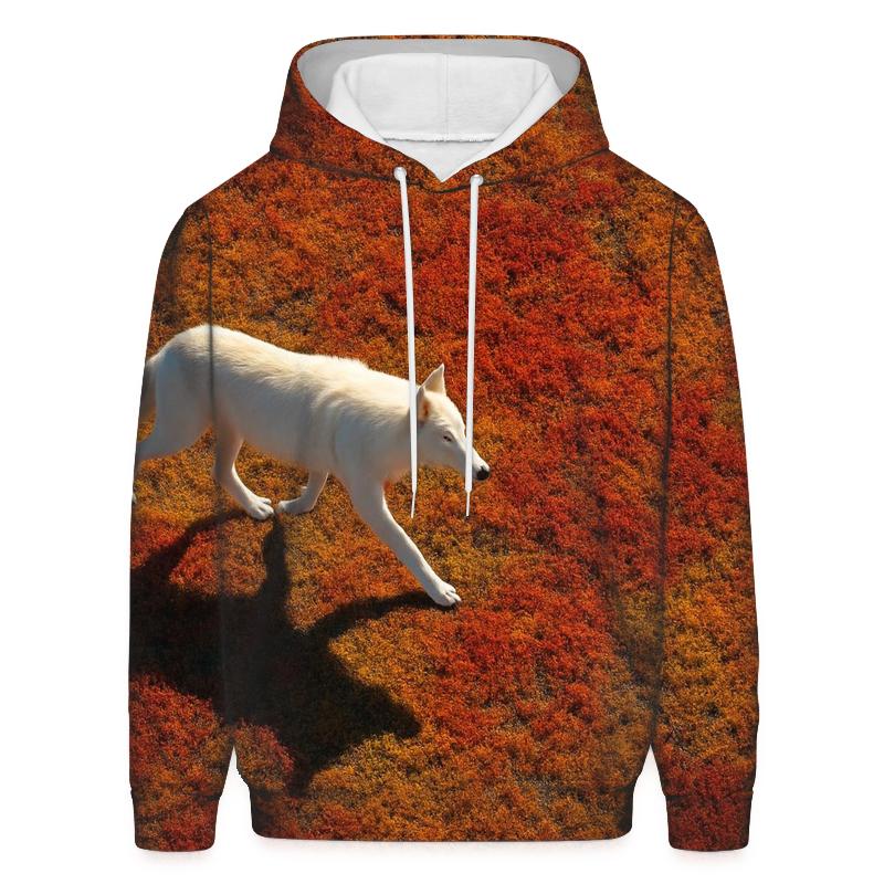 Tundra Wolf Shadow On Autumn Moss hoodies fashion