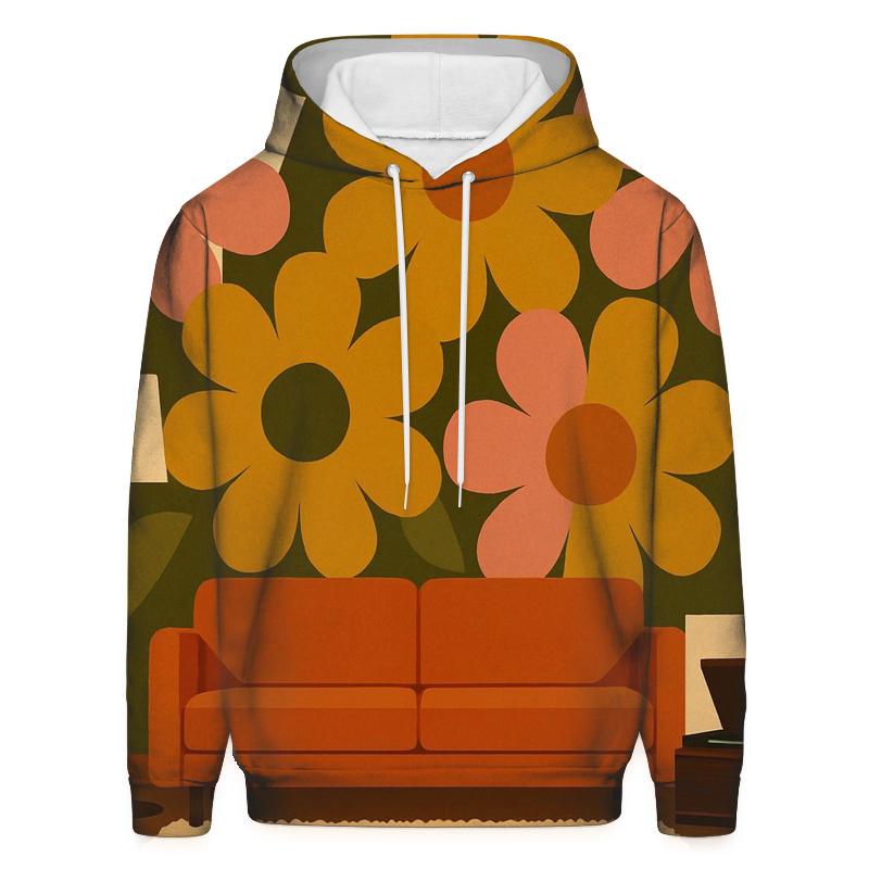 Flower Pattern Living Room embroidered hoodies