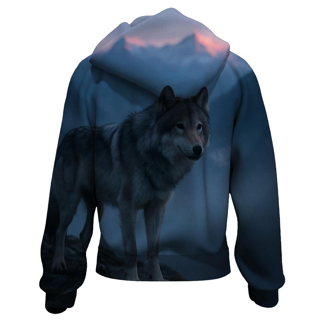 Alpine Wolf On Precipice At Dawn lightweight hoodies