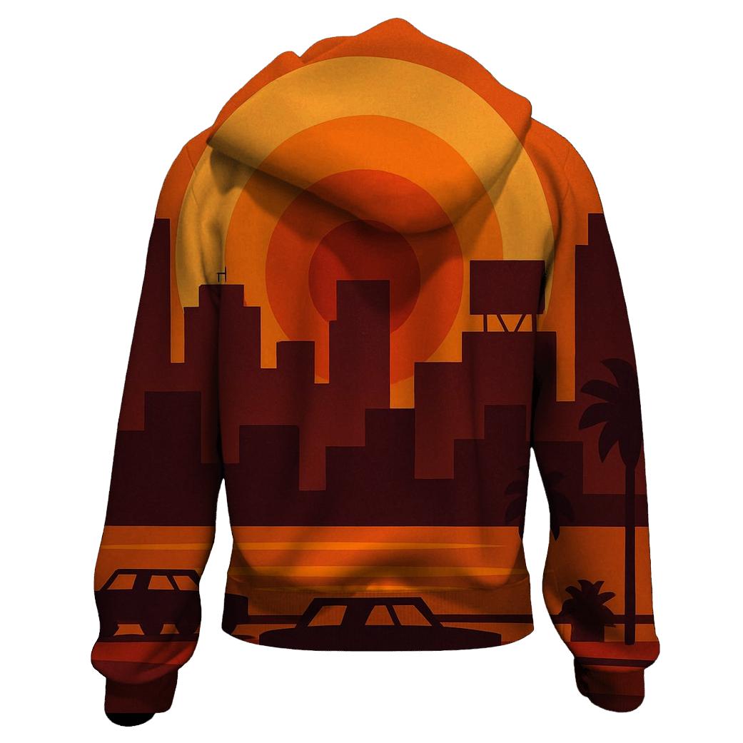 Psychedelic City Sunset embroidered hoodies