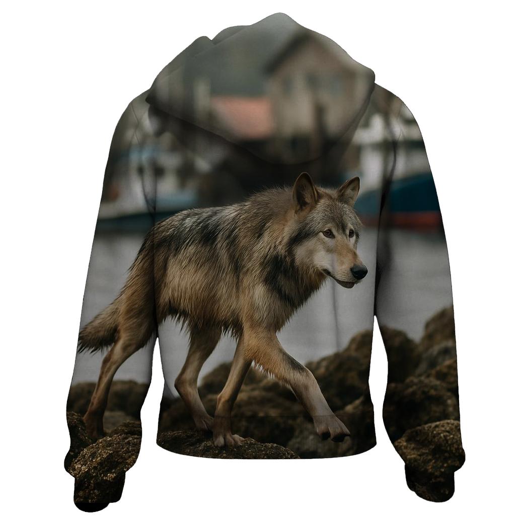 Harbor Front Wolf At Low Tide designer hoodies