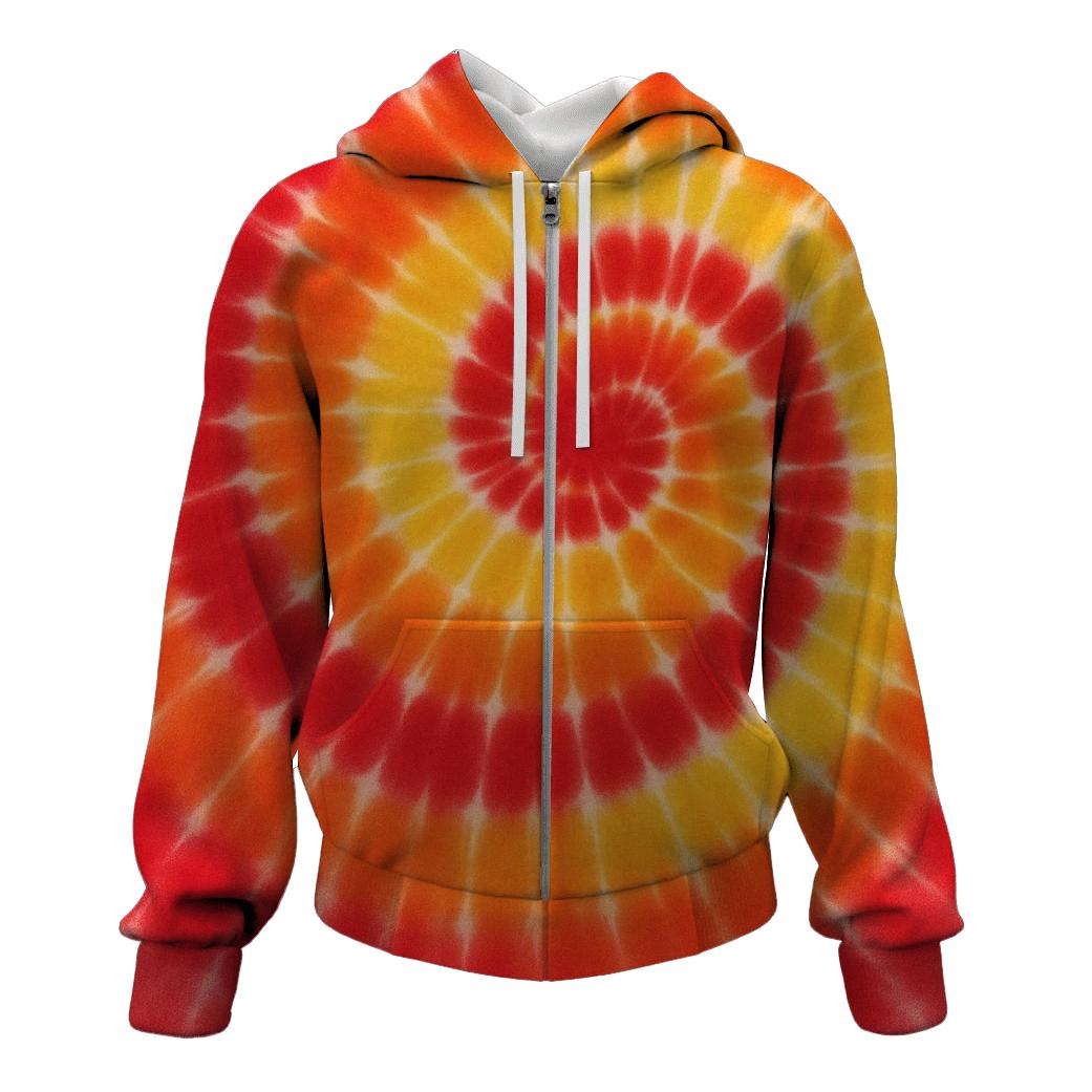 Solar Flare Spiral Bullseye Panel embroidered hoodies