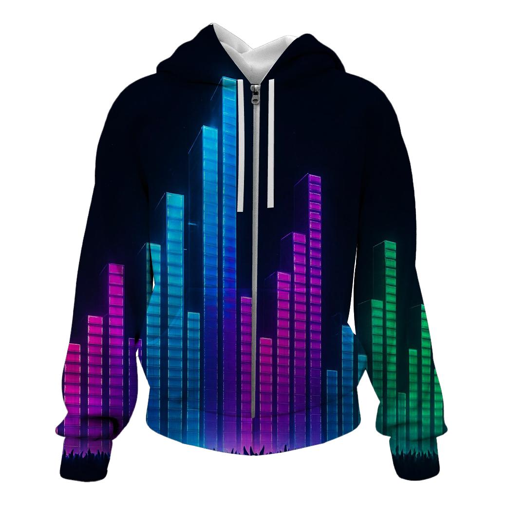Neon Equalizer Skyline lightweight hoodies