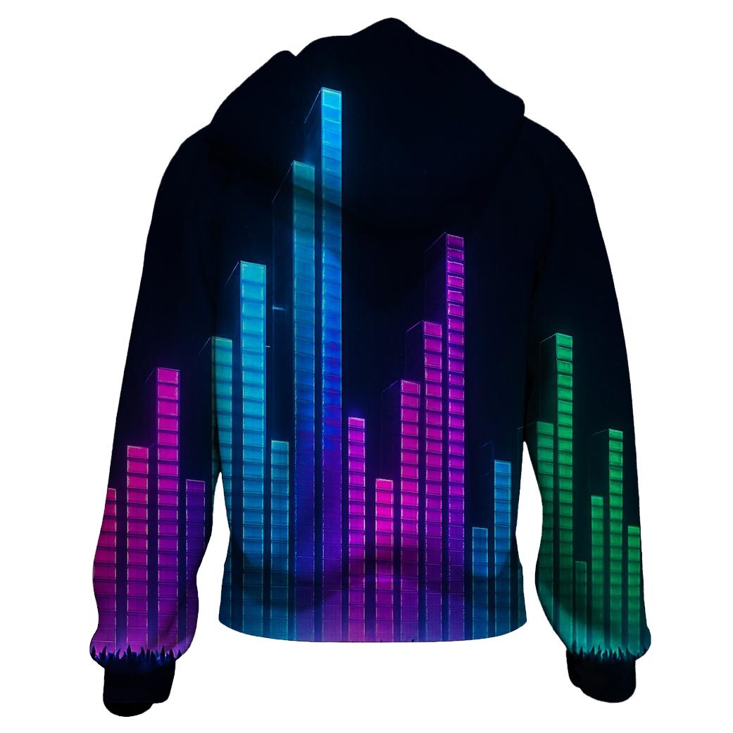 Neon Equalizer Skyline lightweight hoodies
