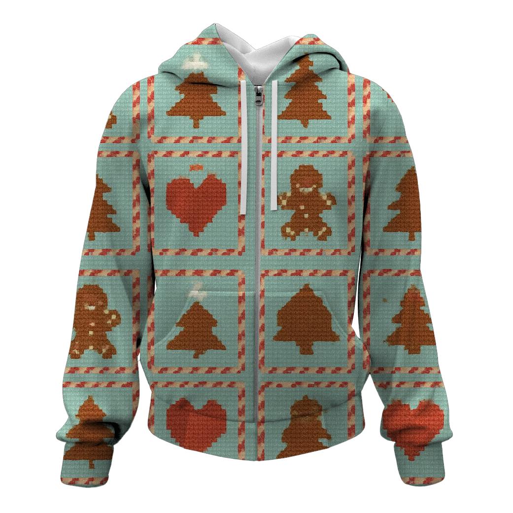 Gingerbread Cookie Grid Parade graphic hoodies