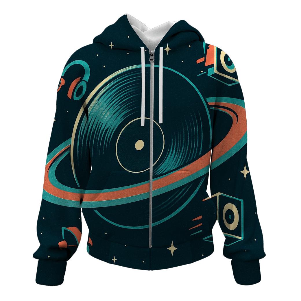 Orbiting Vinyl Planet hoodie designs