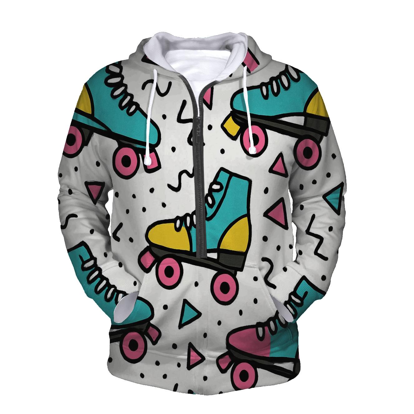 Memphis Roller Skates Pattern hoodie trends