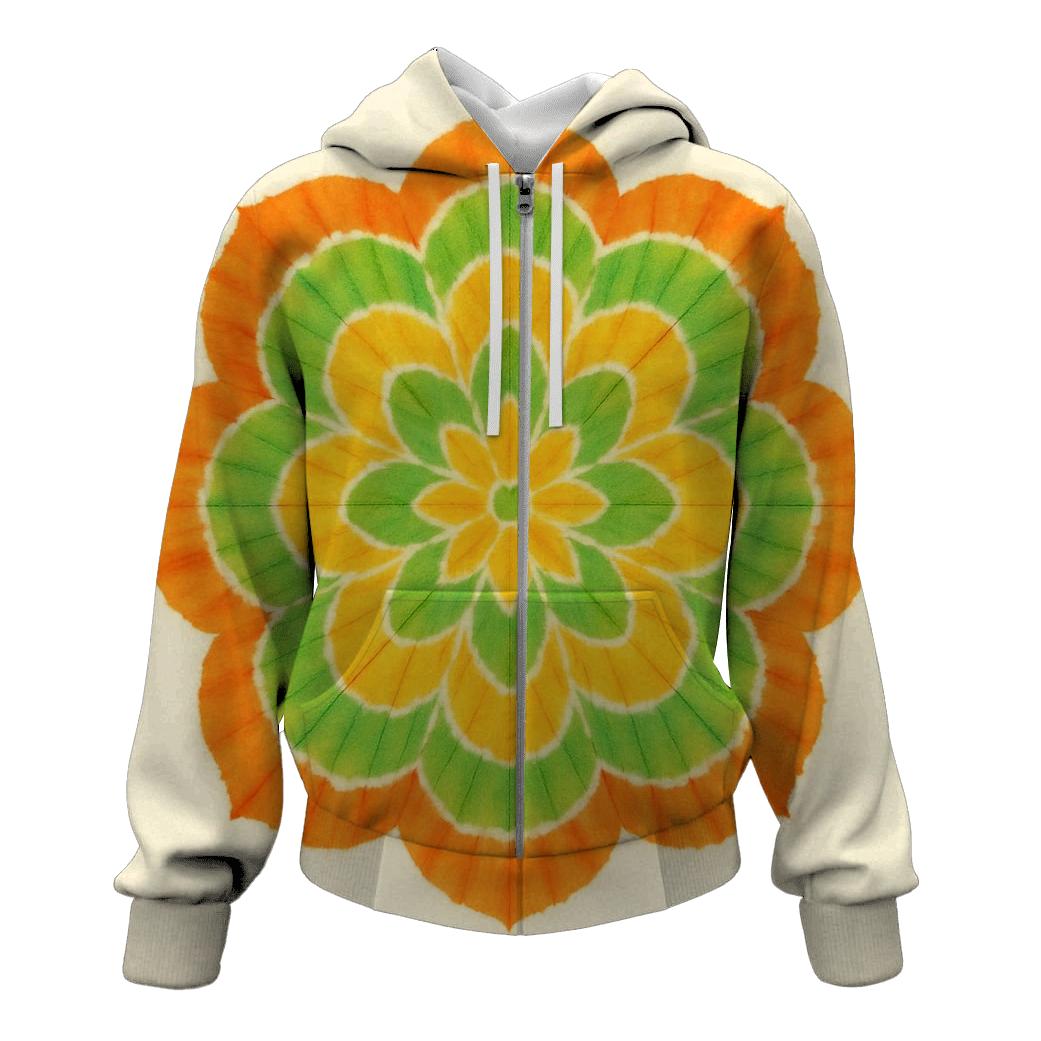 Citrus Bloom Mandala Rosette printed hoodies