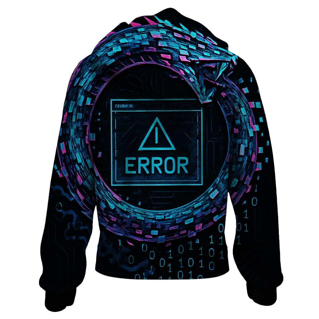Digital Glitch Ouroboros printed hoodies