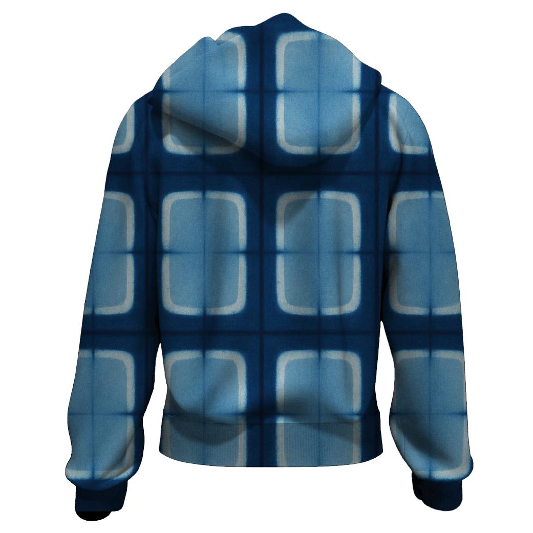 Indigo Itajime Window Grid heavyweight hoodies