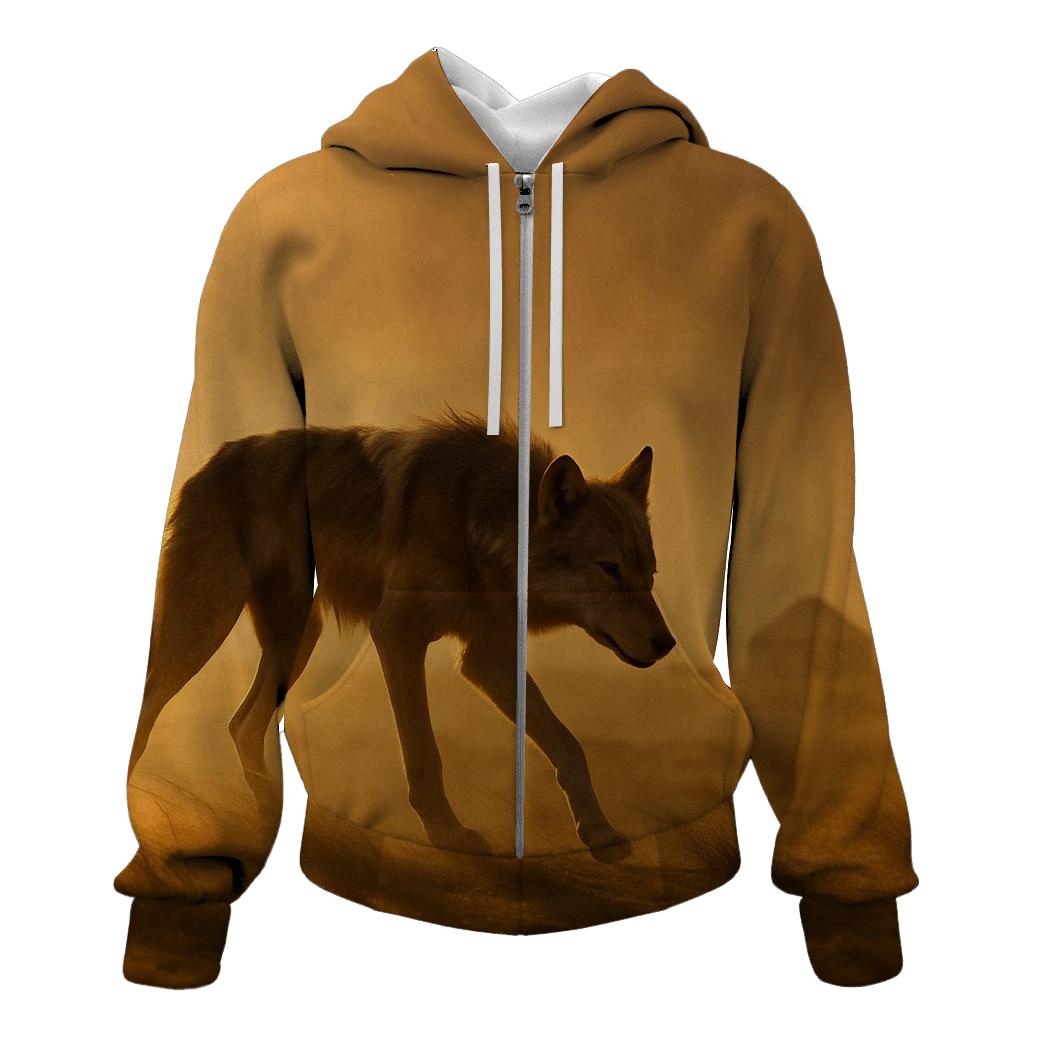 Desert Steppe Wolf In Dust Storm embroidered hoodies