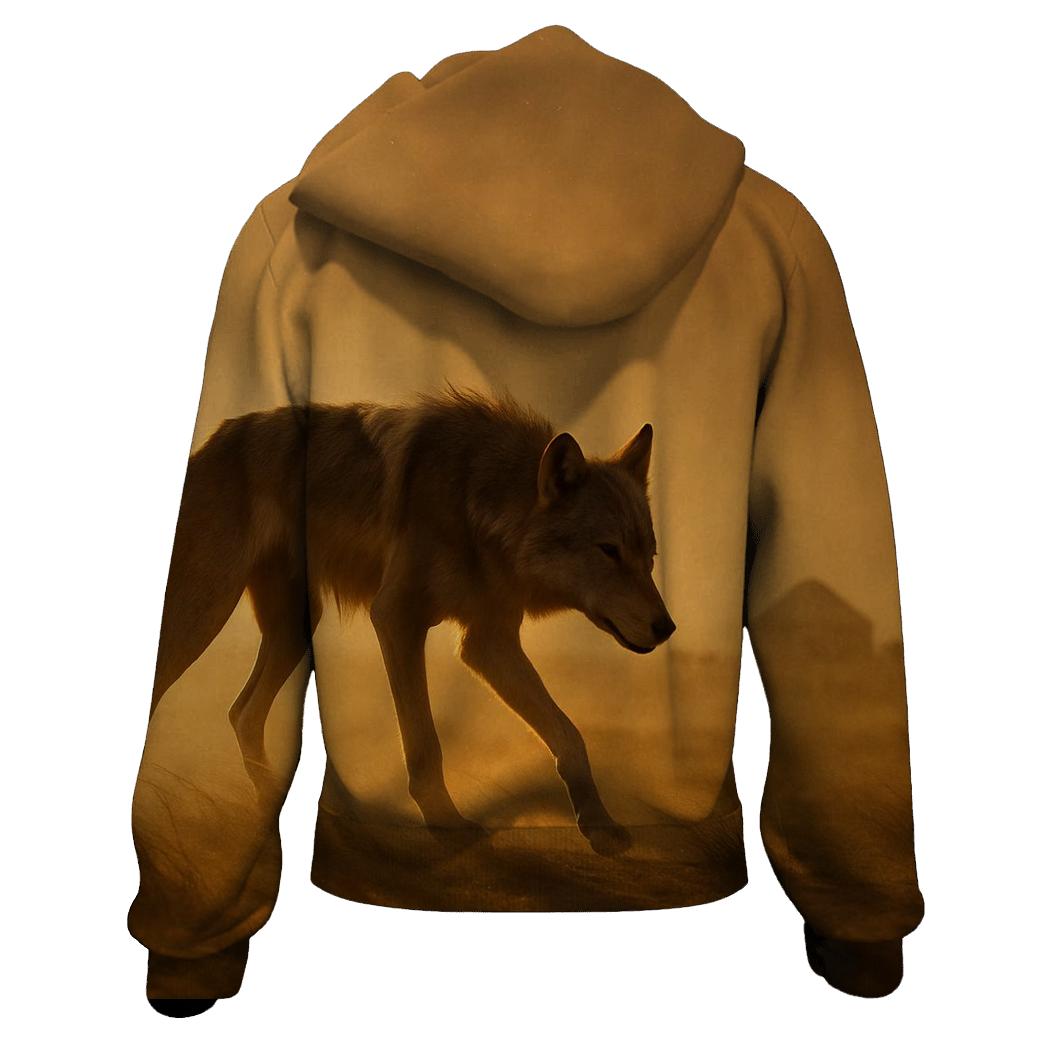Desert Steppe Wolf In Dust Storm embroidered hoodies