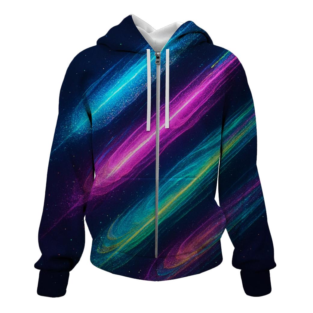 Neon Comet Cascade embroidered hoodies