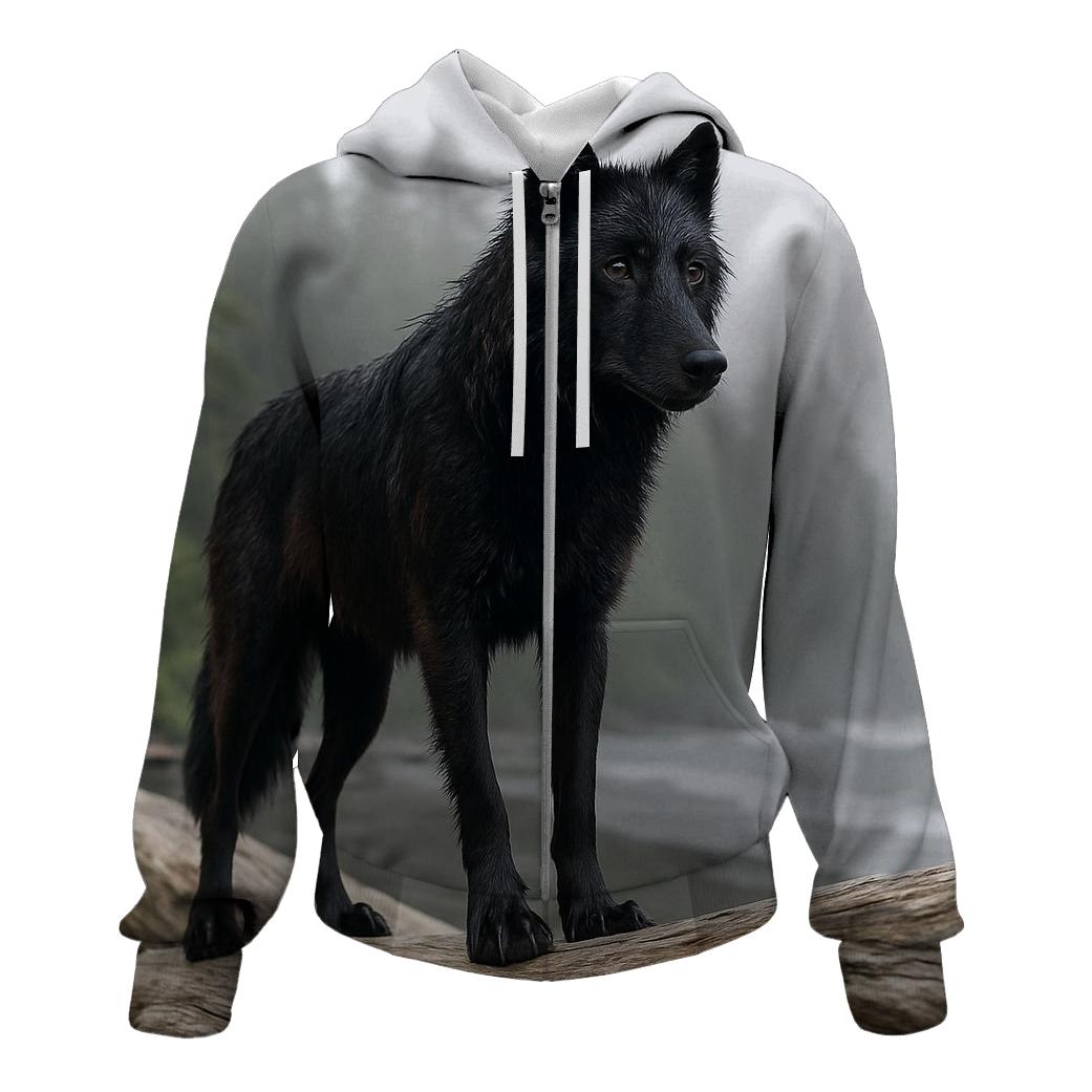 Coastal Rainforest Wolf On Driftwood custom hoodies