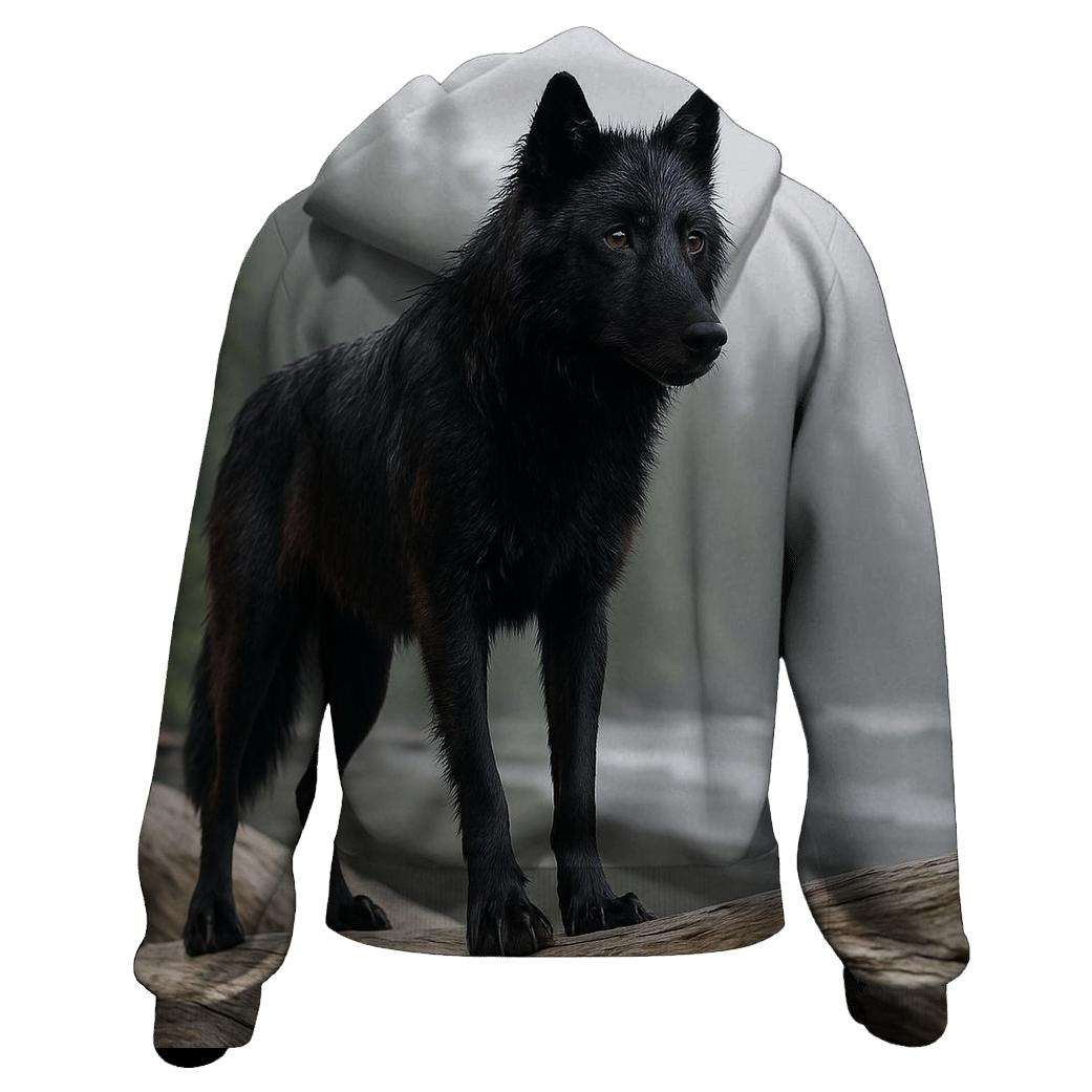 Coastal Rainforest Wolf On Driftwood custom hoodies