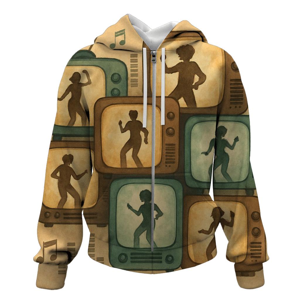 Retro TV Dance Silhouettes printed hoodies