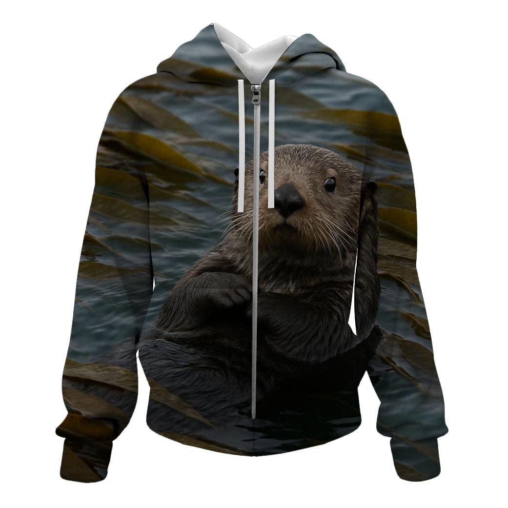 Kelp Forest Patrol Sea Otter graphic hoodies