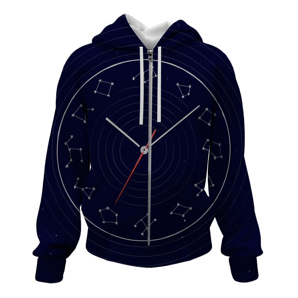 Time Ripple Star Clock embroidered hoodies