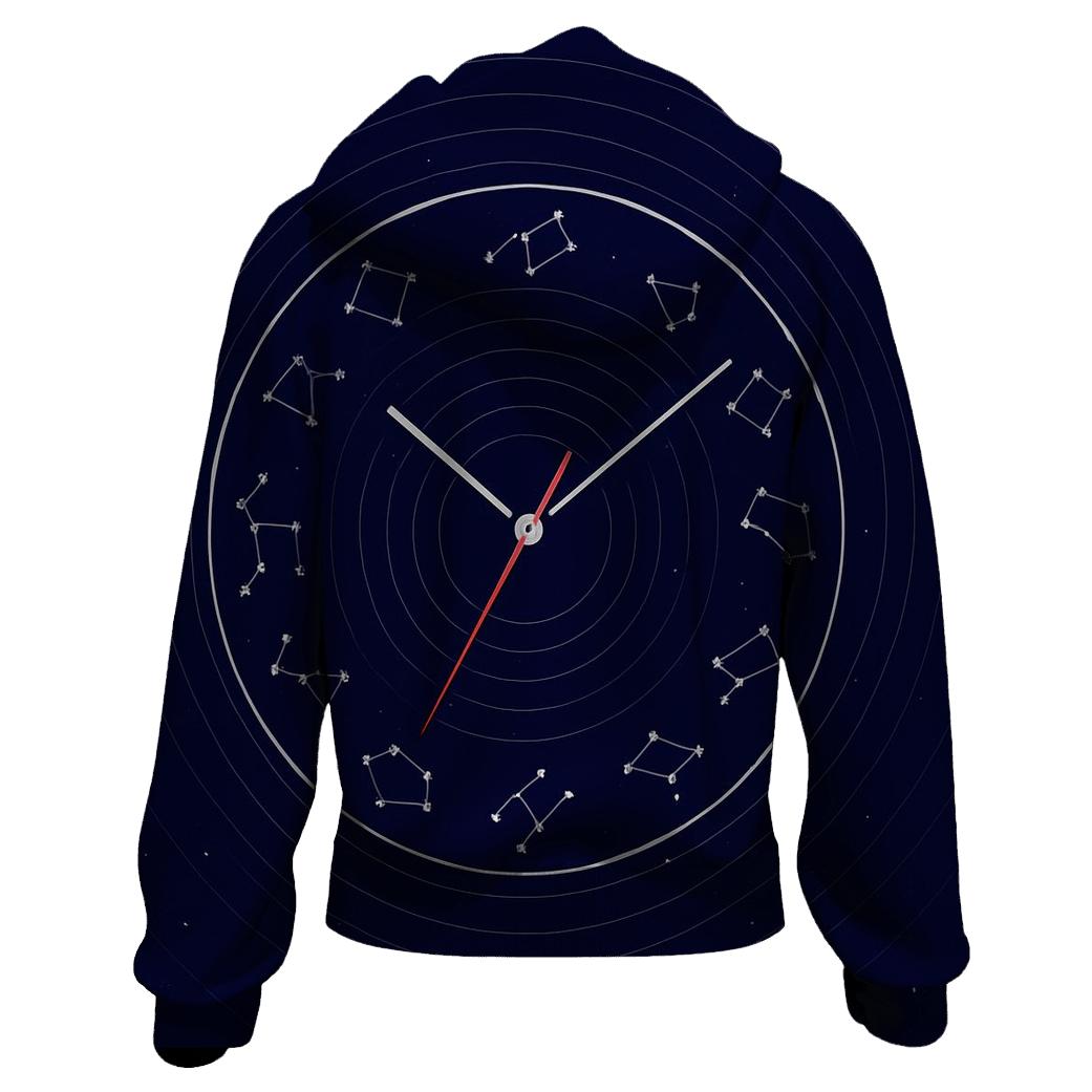 Time Ripple Star Clock embroidered hoodies